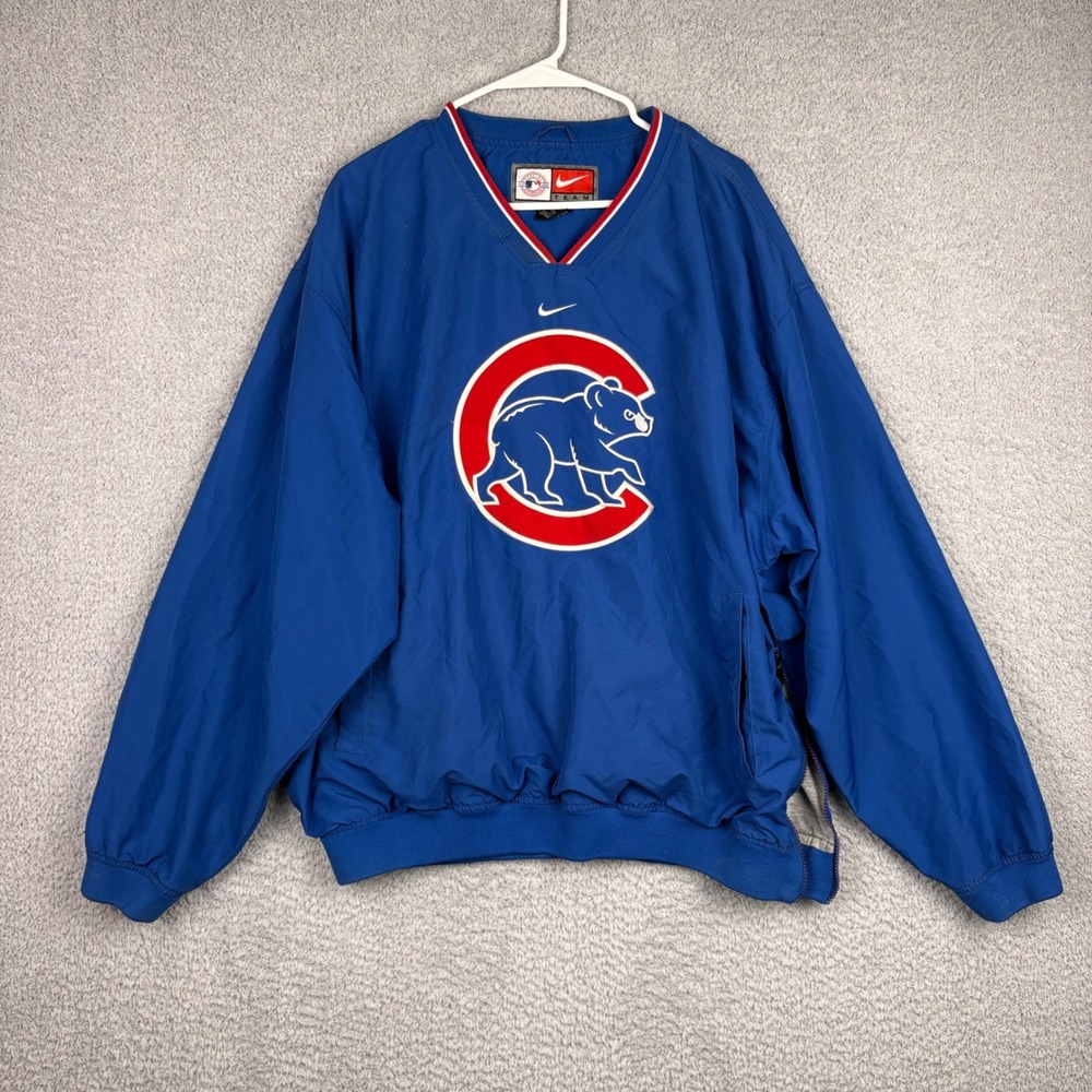 Vintage Nike Chicago Cubs Windbreaker Mens XL Blue Pullover Y2K MLB Jacket